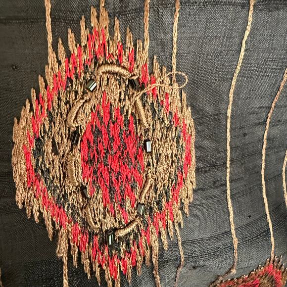 Chico's Design jacket 100% silk embroidered red diamond patterns Size L - Picture 8 of 12